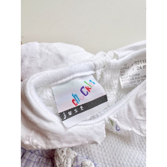 Vintage Girl's JUST CHUCKLES Purple Embroidered Butterfly One Piece, Size 24M - Picture 9 of 14